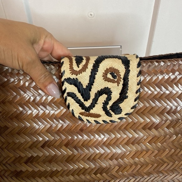 Kultura Hand Woven Brown Clutch with Embroidered Patterned Flap - Picture 4 of 9
